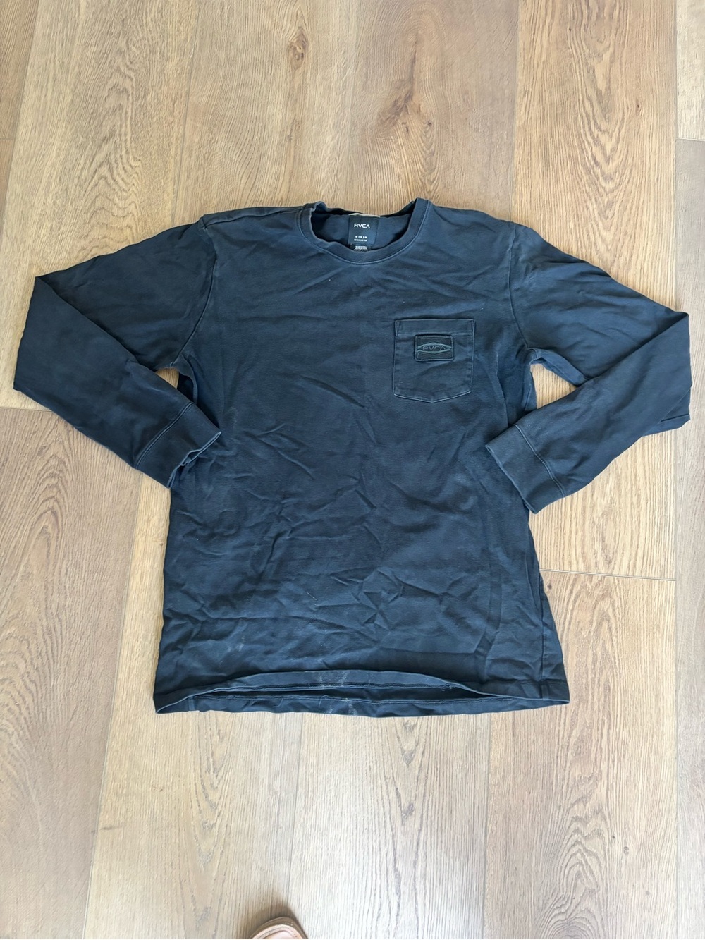 RVCA Black Long-Sleeve Crewneck Pocket Tee